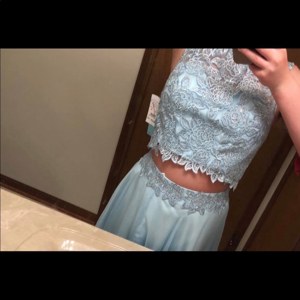 baby blue prom dress